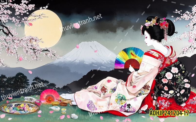 Tranh dán tường hoa cô gái Geisha Nhật Bản-ADHJP241204-17 - Kết quả tìm kiếm tranh tường